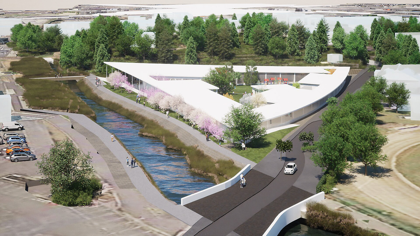 古代の舟を思わせる平田晃久事務所に、滋賀県守山市の伊勢遺跡整備