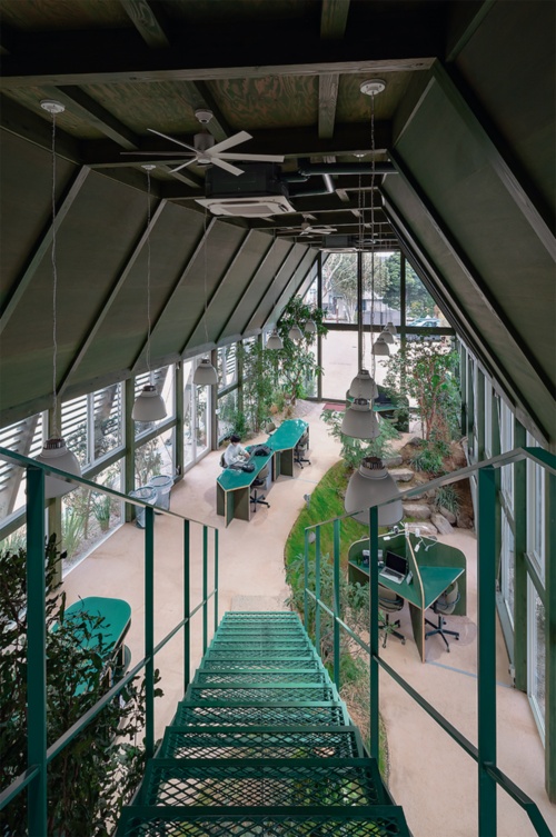 〔写真2〕天井高6~7mの吹き抜け執務空間