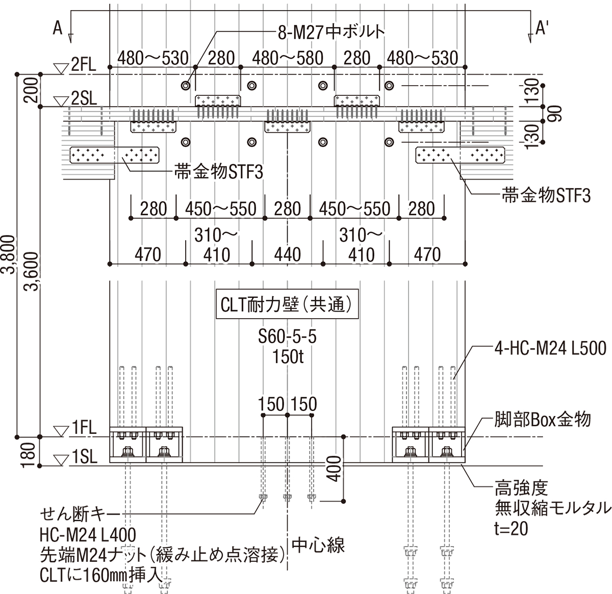 CLT耐力壁詳細図