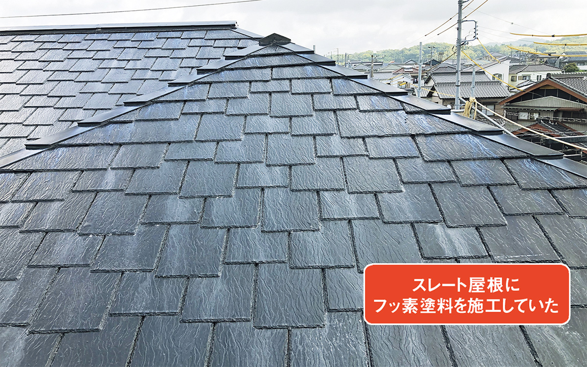 この住宅では屋根の塗り替え時に耐久性の高いフッ素塗料を施工していたが、縁切りをしなかった（写真：神清）