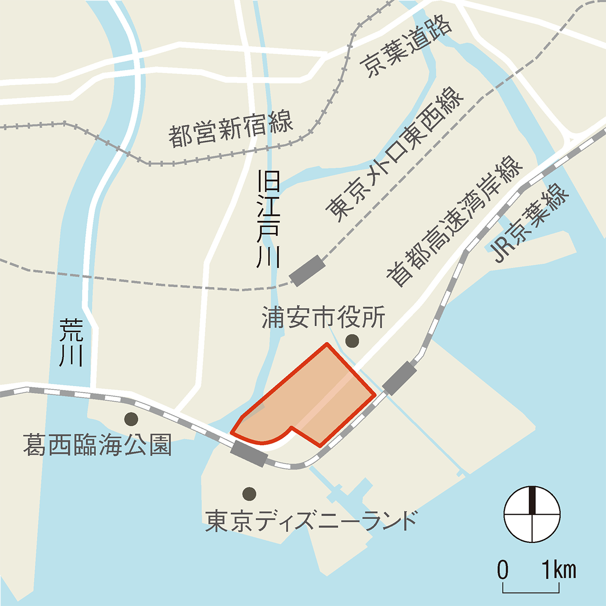 図の赤で示したエリア内の16地区で対策事業が検討されていたが、東野3丁目地区以外では住民合意が得られなかった（資料：日経アーキテクチュアが作成）