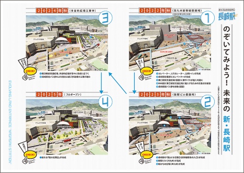 〔図2〕新駅にデザインをそろえた駅前広場は長崎市の事業