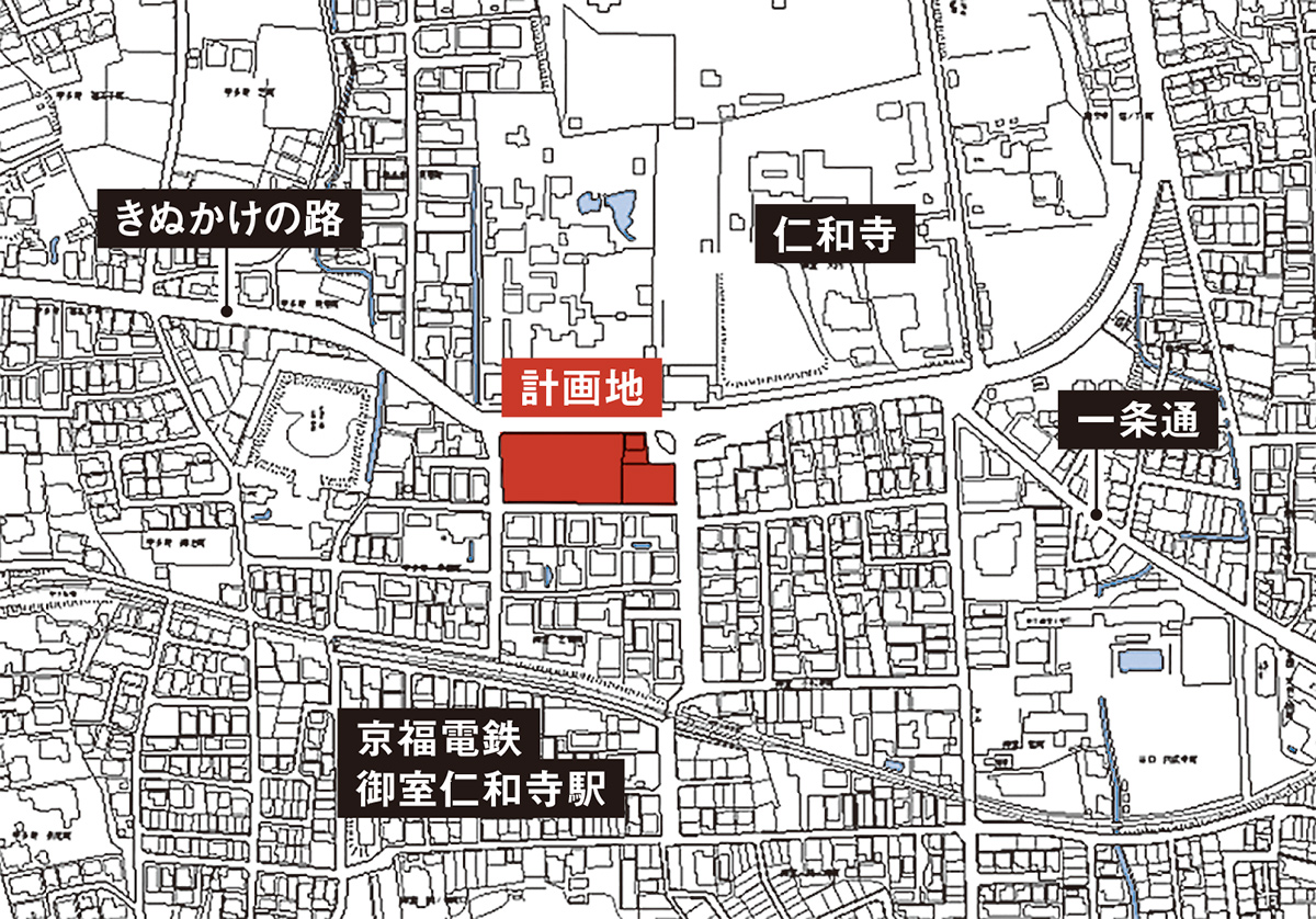 〔図2〕付近は建て込んだ古い街並み