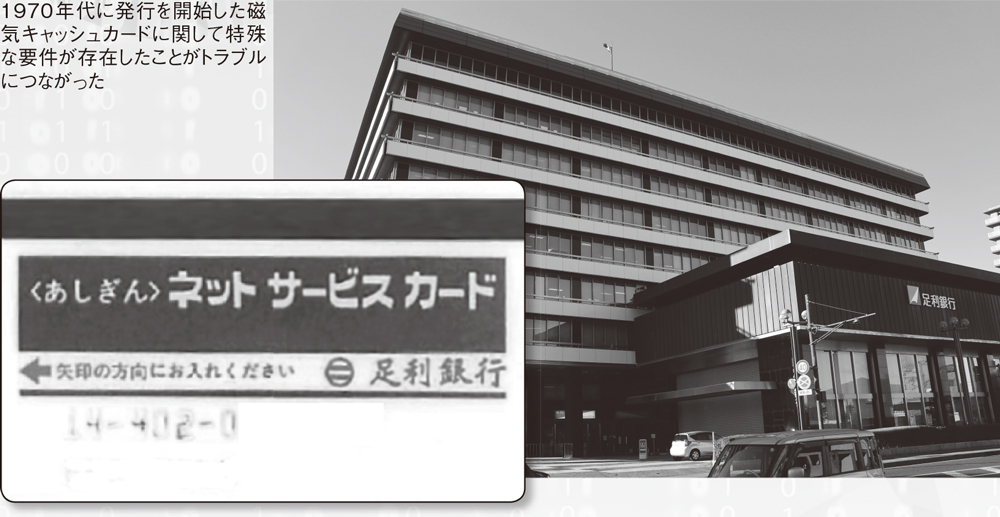 図 宇都宮市にある足利銀行本店と古い磁気キャッシュカード