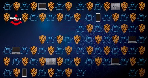 画像出所:meltdownattack.com(Spectre、Meltdown)、写真:Getty Images(基盤、パソコン、サーバー、スマホ)