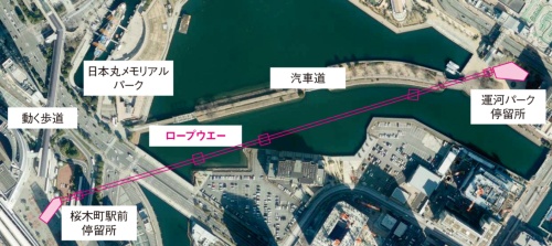 図1■ 桜木町駅と運河パークを結ぶロープウエーを建設