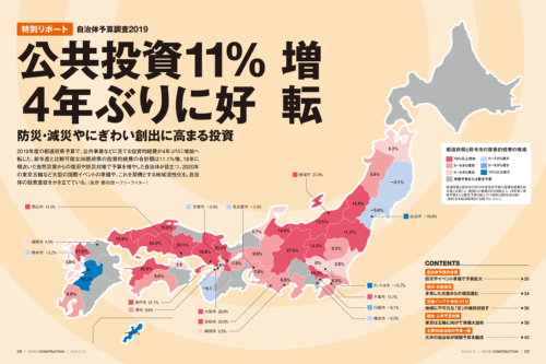 都道府県と政令市の2019年度当初予算の投資的経費を前年度と比較した。数値は小数第2位を四捨五入。19年度に骨格予算または暫定予算を組んだ11道県と4政令市は除く(資料:日本経済新聞社「日経グローカル」)