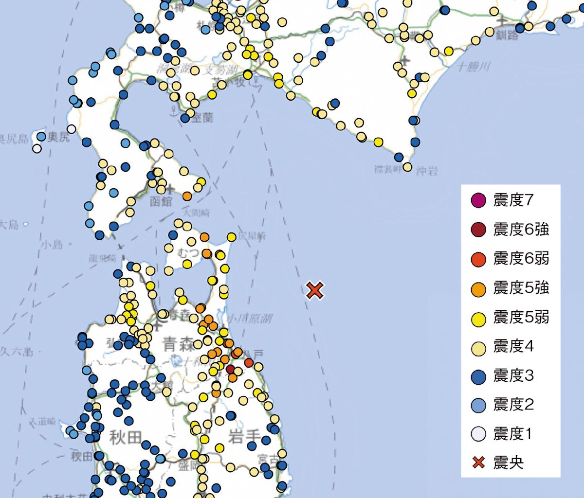 青森県で最大震度6強、JR高架橋に大きな被害も全体では軽微 | 日経
