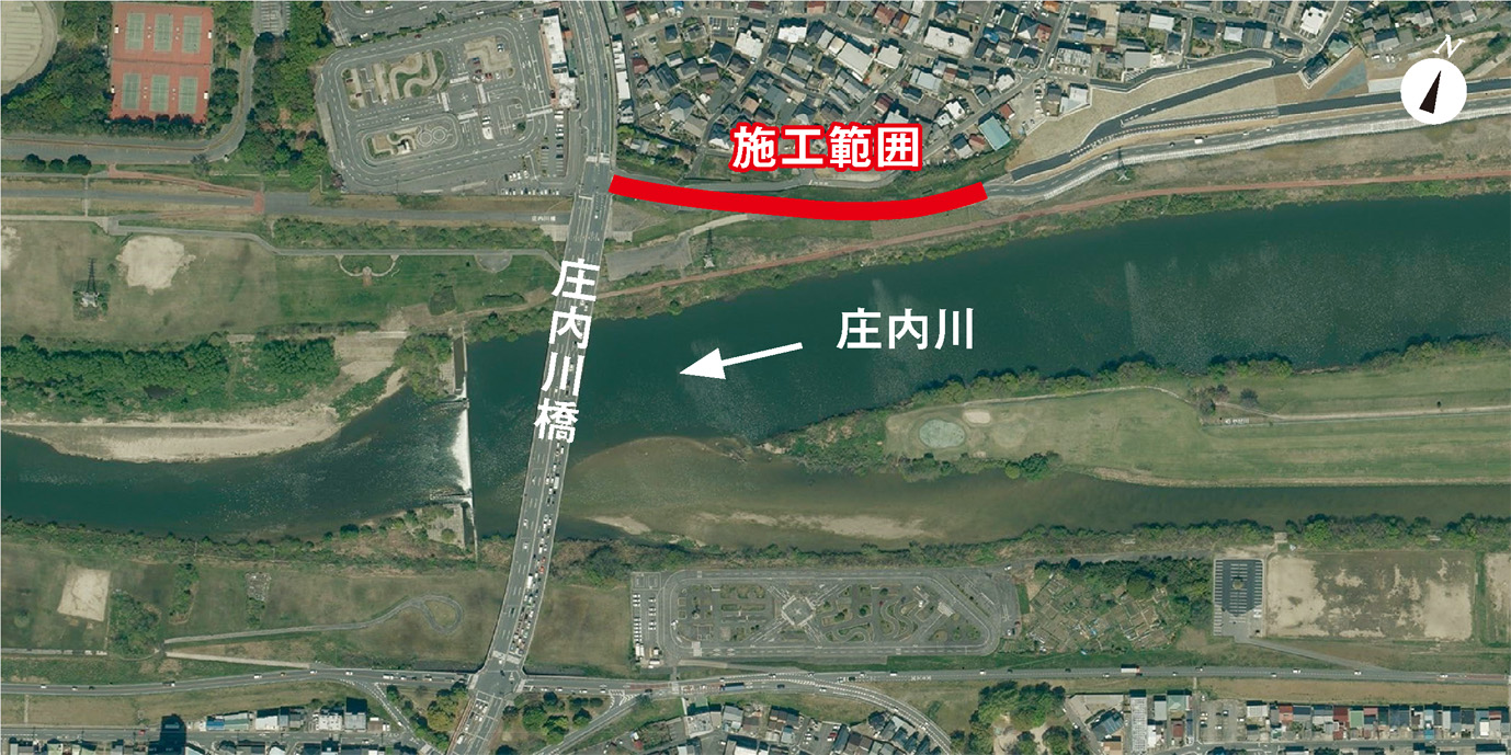 資料2■ 庄内川の堤防かさ上げ工事の範囲（出所：国土交通省庄内川河川事務所）
