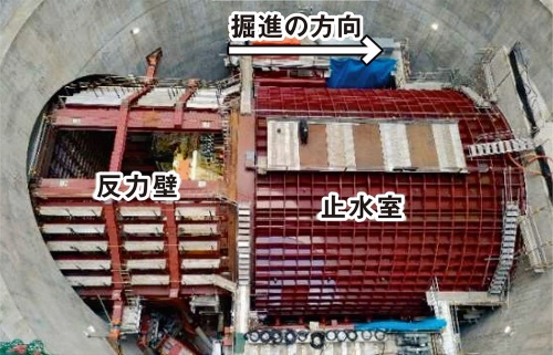 資料1■ 坂下西工区で停止中のシールド機の様子(写真:JR東海)