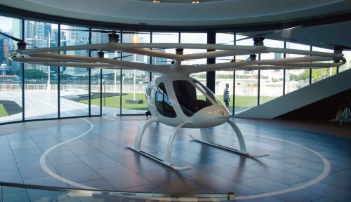 図2　離着陸場内にあるVolocopterの第3世代の試験機