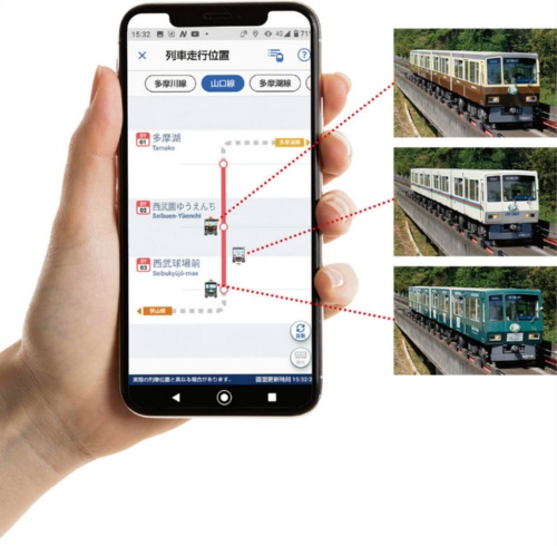 画面：「西武線アプリ」の画面を日経ものづくりがキャプチャー、車両写真：西武鉄道