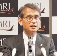 図1 ジェット旅客機「MRJ」の状況について語る三菱航空機社長の水谷久和氏