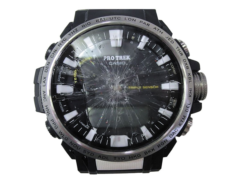 防水試験でガラスが粉々に