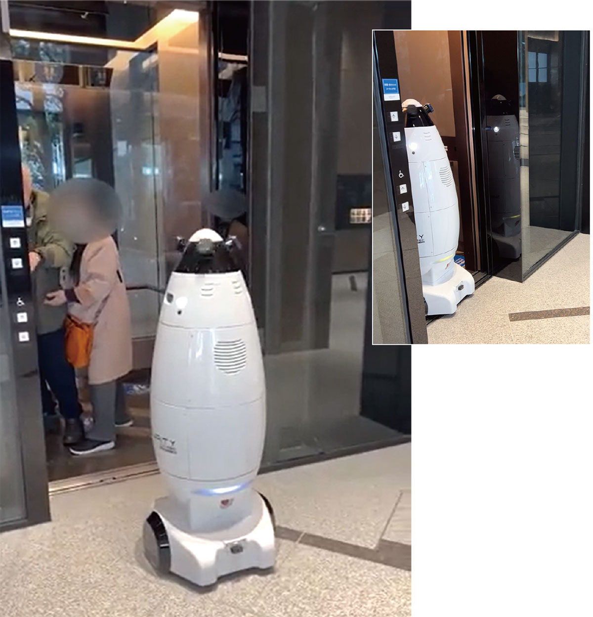 図1　巡回中の警備ロボットが立ち往生