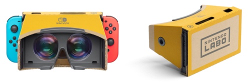 「Nintendo Labo: VR Kit」に含まれる段ボール製ケース「VRゴーグルToy-Con」にNintendo SwitchをセットするとVR用HMDとなる