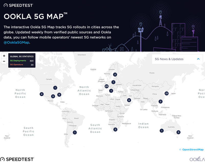 5g世界地図 サービスをooklaが開始 今どこで を一目で 日経クロステック Xtech
