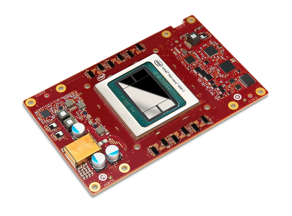 Mezzanineカードに実装した「Nervana NNP-T1000」（中央） Intelの写真