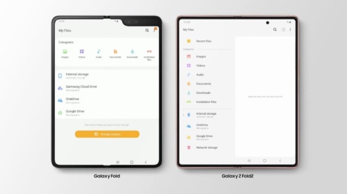 メイン画面は7.6型、前モデル(左)と比べ右上の切り欠きがなくなった