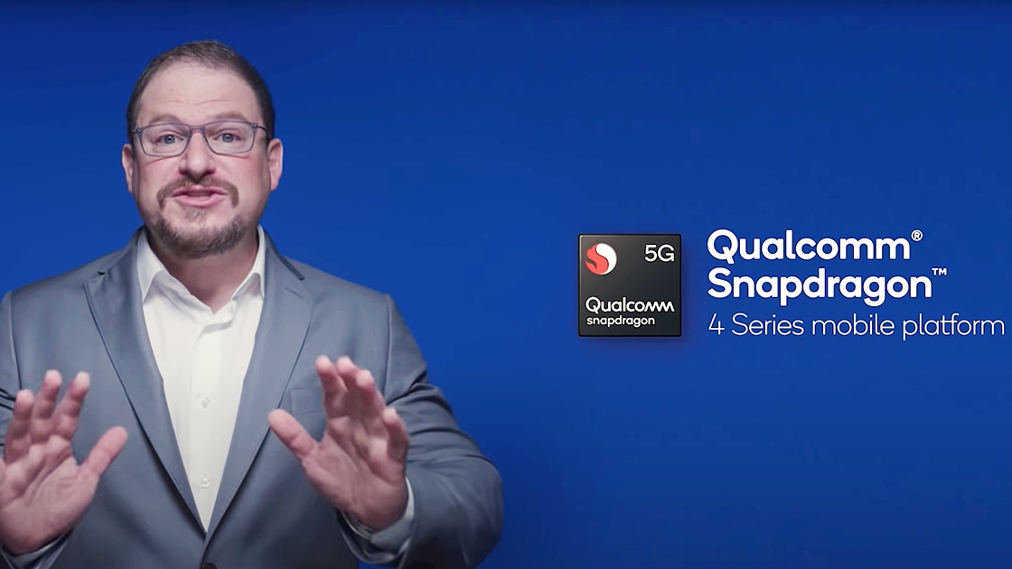 Cristiano R. Amon氏が基調講演中に、Snapdragon 4シリーズに5G対応品を追加することを表明 IFA基調講演のビデオからキャプチャー