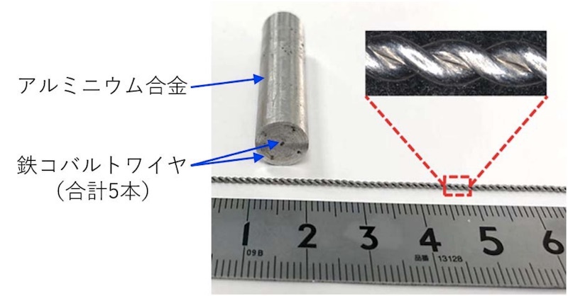 Al母材の衝撃発電複合材料 ワイヤをよって埋め込み出力増大 日経クロステック Xtech