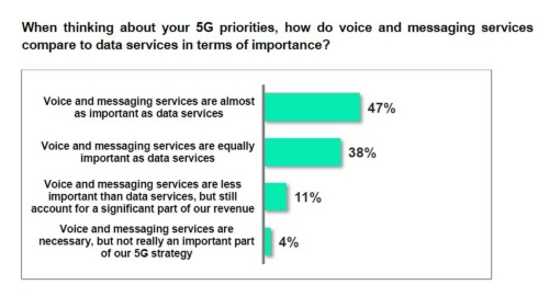 「5G時代においても音声通話やSMSサービスはデータ通信と同程度かそれ以上に重要」と調査対象事業者の85%近くが回答