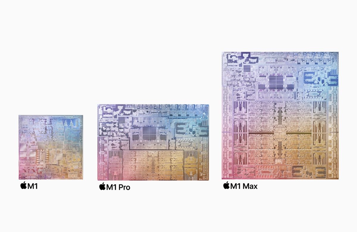 M1とM1 Pro、M1 Maxの比較 （出所：アップル）