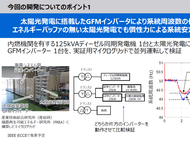 東芝が系統安定化インバーターを開発、周波数低下を3割抑える