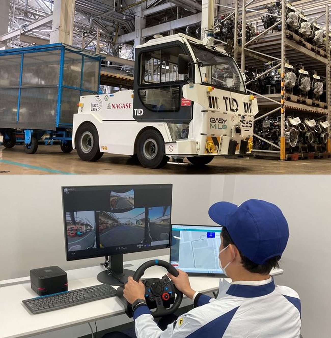 工場内けん引を自律運転車で、パナソニックや長瀬産業らが実証実験