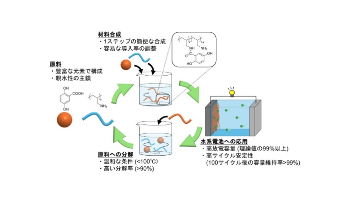 日東紡と東北大学、リサイクルできる水系電池材料 有機レドックスに親水性